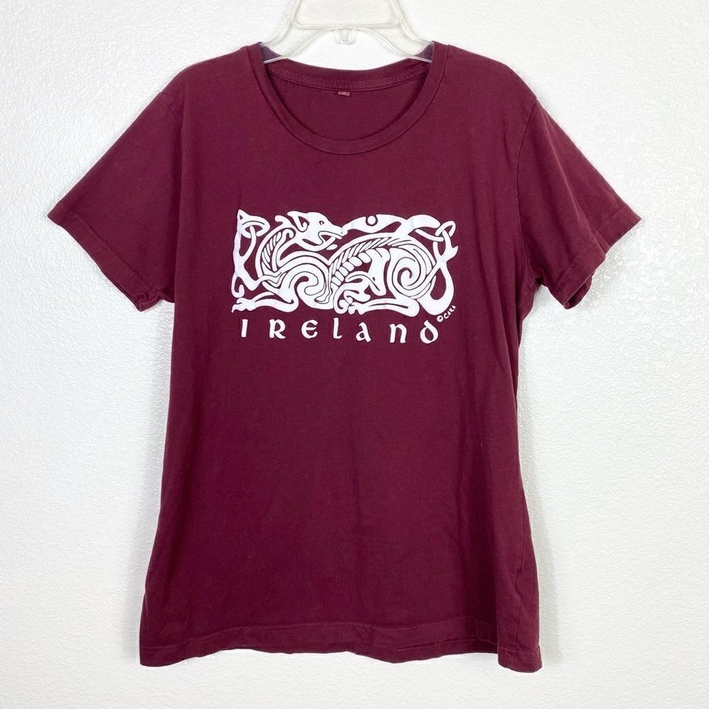 Burgundy Red Ireland Graphic Tshirt